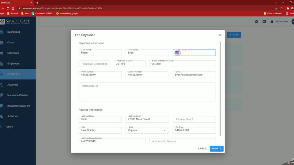 Add Edit Physicians - SmartCase.app